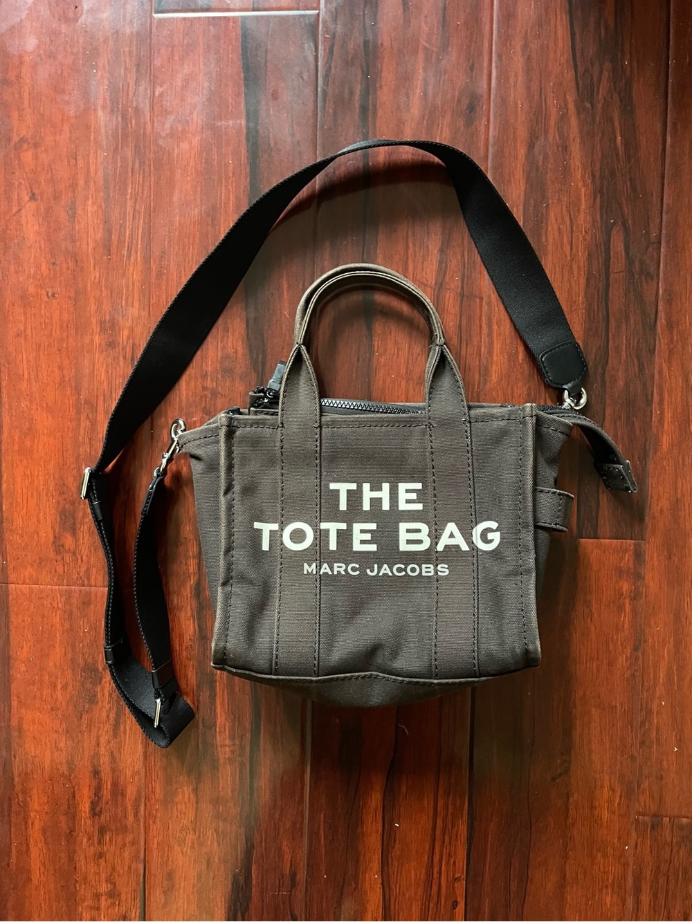 Marc Jacobs The Tote Bag Black Canvas Mini Small with Crossbody Strap MSRP $178